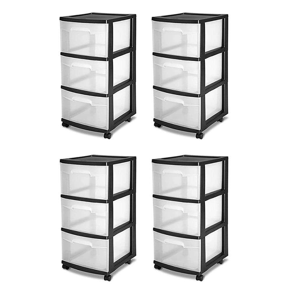 Sterilite 3-Drawer Plastic Rolling Storage Cart, Clear with Black Frame  (2-Pack), 1 Piece - Ralphs