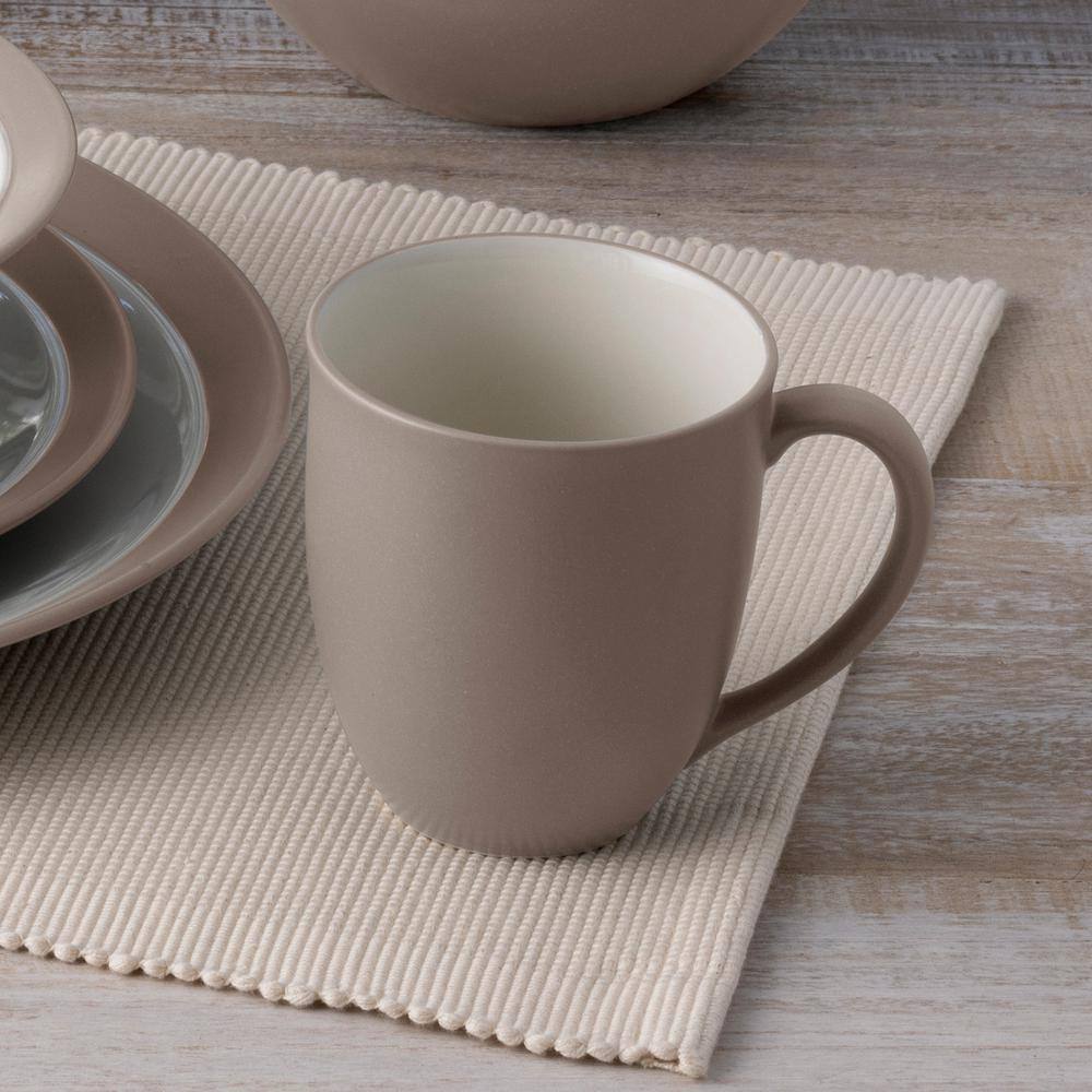 Sand Ceramic 4-Piece Breakfast Bowl and Plate Set