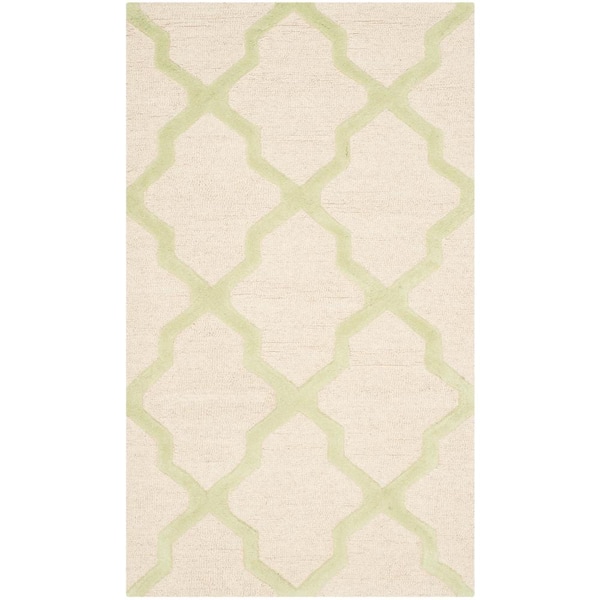 SAFAVIEH Cambridge Ivory/Light Green Doormat 3 ft. x 5 ft. Geometric Area Rug