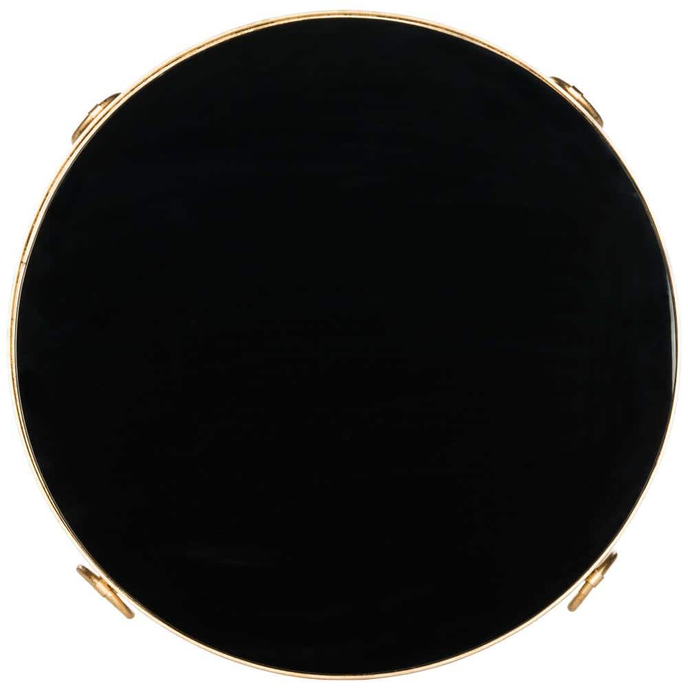 Elisha Transitional Round Coffee Table in Gold and Black Glass