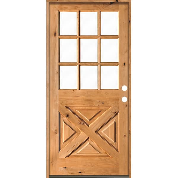 Krosswood Doors 32 in. x 80 in. Knotty Alder 2 Panel Left-Hand/Inswing Black Stain Wood Prehung Front Door