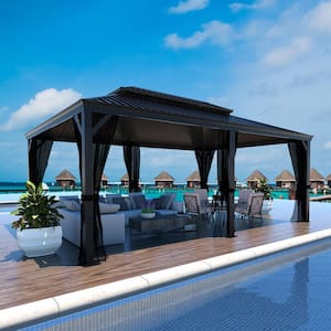 VEIKOUS 12 ft. W x 10 ft. D Aluminum Hardtop Gazebo with