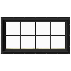 48 in. x 24 in. W-2500 Series Bronze Painted Clad Wood Awning Window w/ Natural Interior and Screen