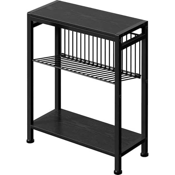 Black 17 in. x 22.2 in. Metal Freestanding Magazine Rack