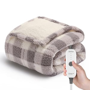 50 in. x 60 in. Nordic Sherpa Heated Throw Electric Blanket, Grey Buffalo Shade