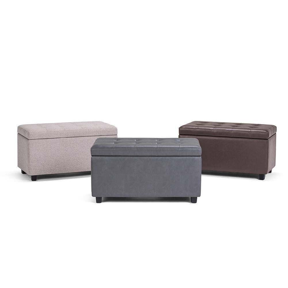 Cosmopolitan Chocolate Brown Tufted Faux Leather Storage Ottoman