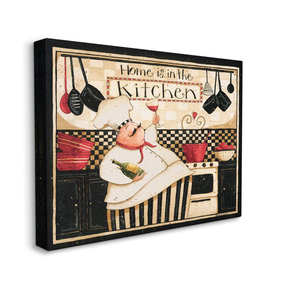 Happy Chef Illustration Canvas Wall Art for Kids Nursery