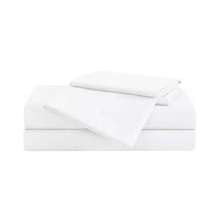 Garment Wash 4-Piece White Solid Polyester Full Sheet Set