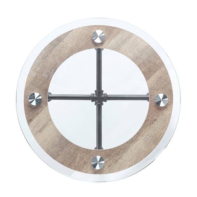 Industrial Oval Glass Top Coffee Table with Metal Frame