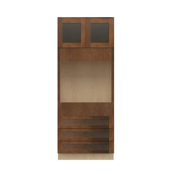 Kunal Kitchens Amherst Shaker 33 in. W x 84 in. H x 24 in. D in Walnut Plywood Assembled Single Oven Cabinet