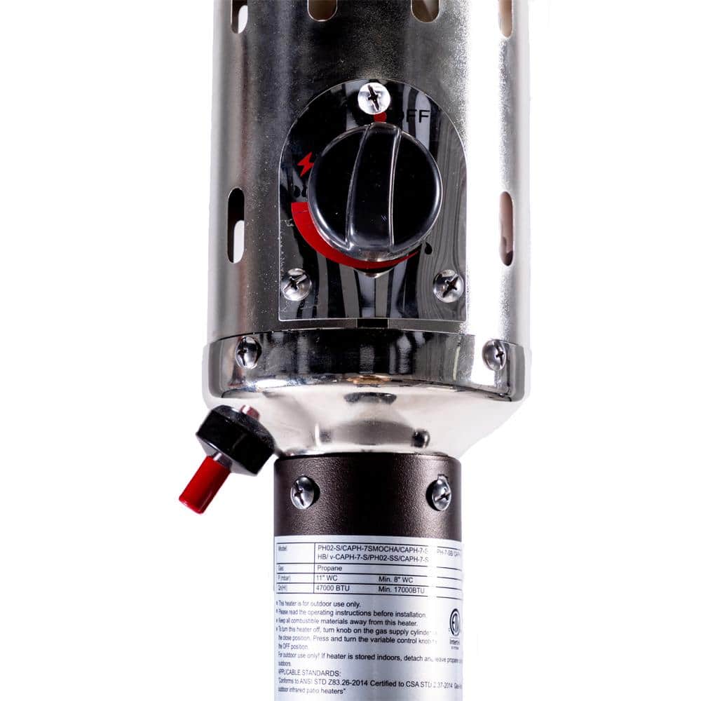 Mocha Powder Coated Propane Patio Heater with Safety Shutoff