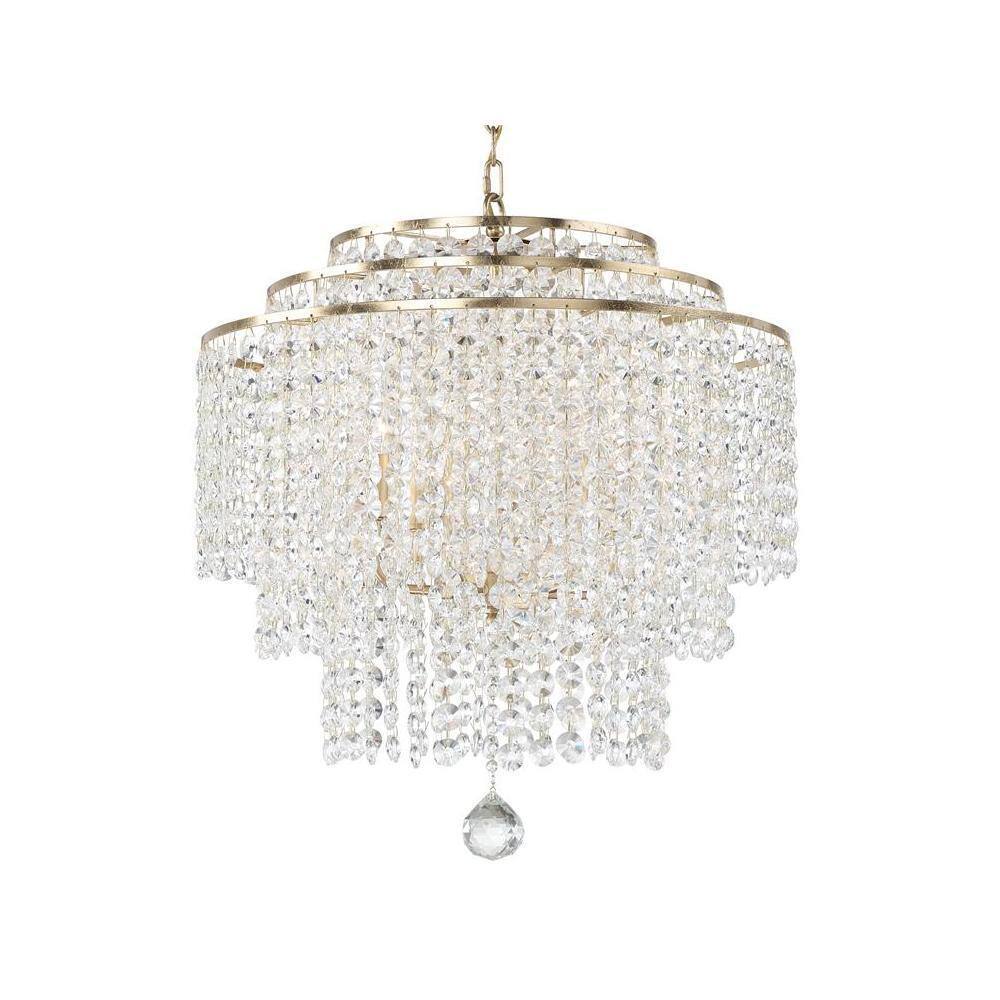 Gabrielle Antique Gold 6-Light Crystal Chandelier