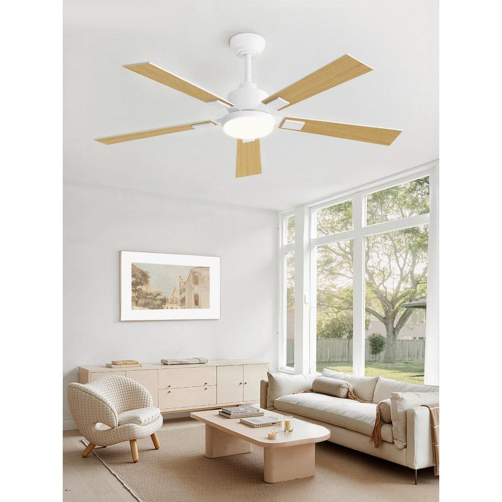52 in. Indoor/Outdoor White Quiet Dimmable LED Downrod Mount Standard Ceiling Fan with Light,Remote Control&APP Included price history on PriceWatchPro