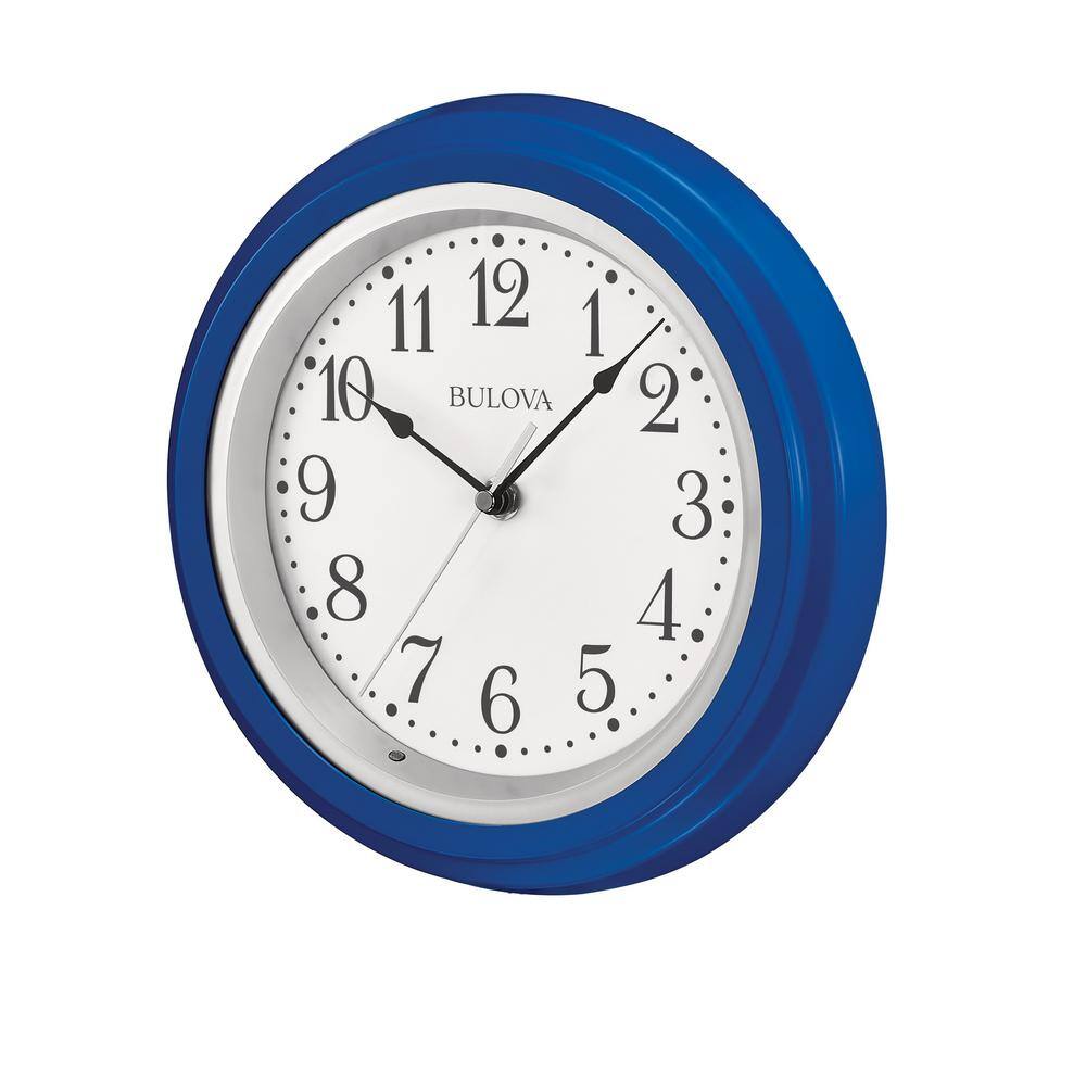 Blue and Silver Glass Round Silent Wall Clock