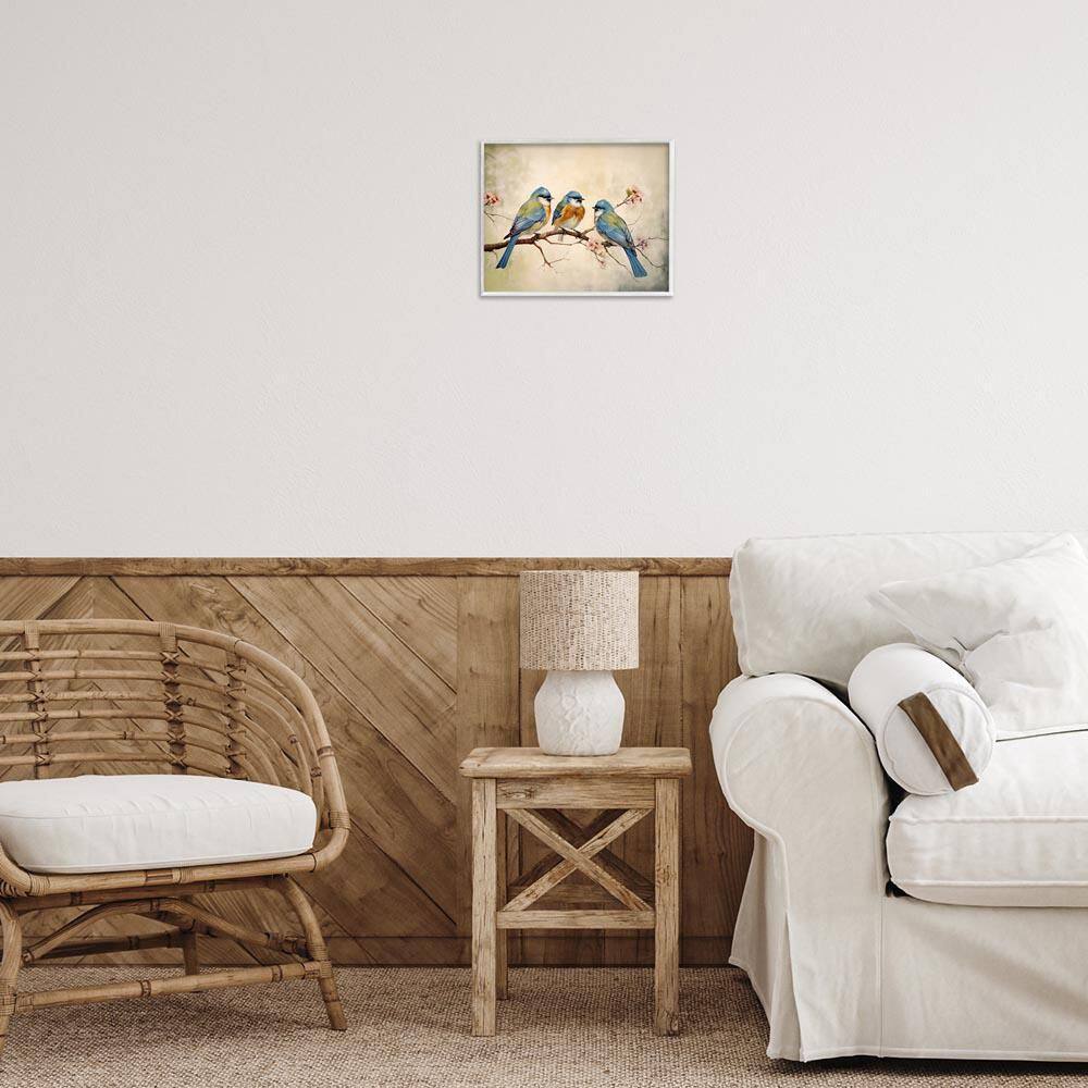 Bird Trio on Branch by Arlington Prints White Framed Animal Giclee Art Print 11 in. x 14 in. price history on PriceWatchPro