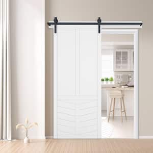 30 in. x 84 in. The Robinhood Primed Wood Sliding Barn Door with Hardware Kit in Stainless Steel