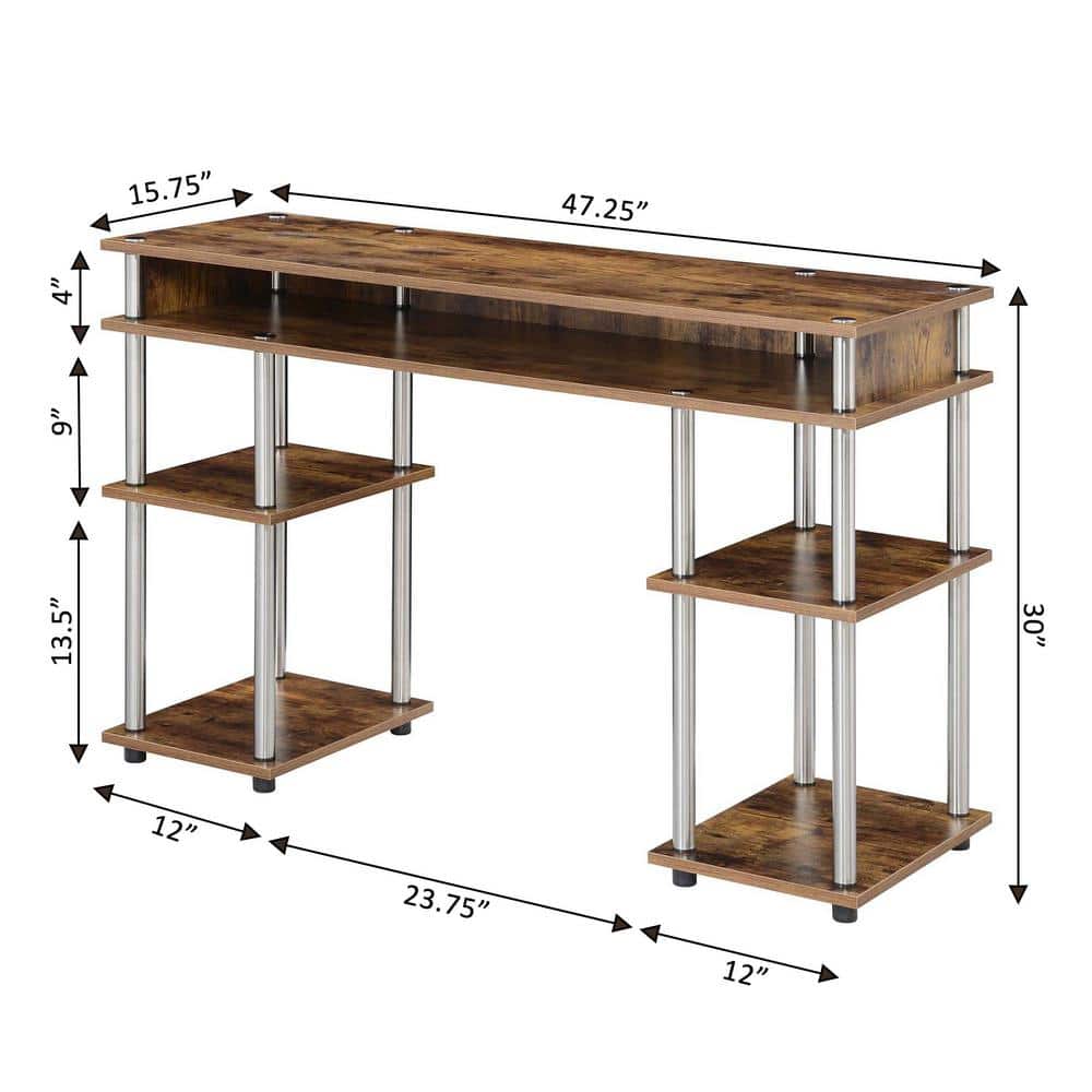 Barnwood Espresso 48" Wood Student Desk with Shelves