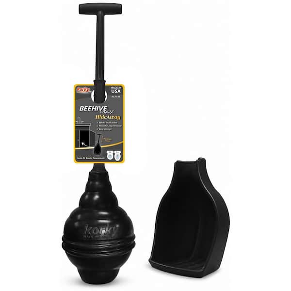 Beehive Max Hideaway Toilet Plunger and Holder, Black