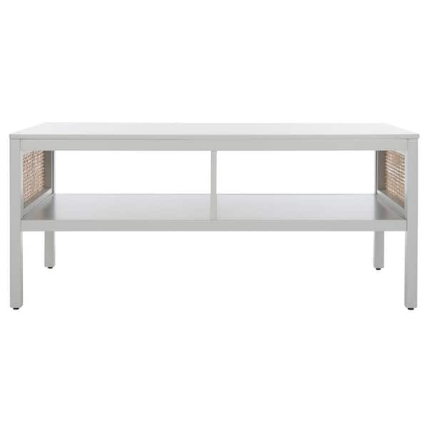 SAFAVIEH Miya 42 in. Gray Natural Rectangle Wood Coffee Table