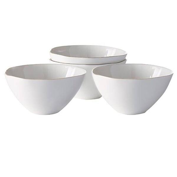 Unbranded Abbesses Decorative Cereal Bowls in White with Gold Rim (Set of 4)