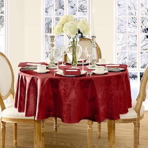 70 in. Round Red Barcelona Damask Fabric Tablecloth