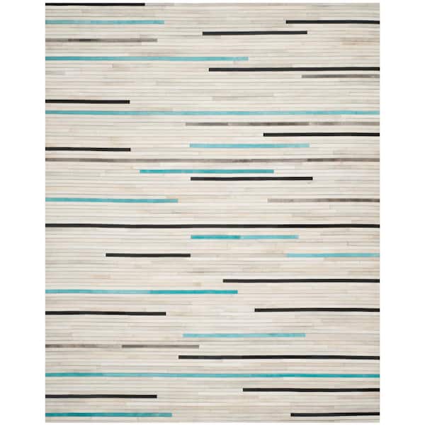 Studio Leather Gray Multi 8 ft. x 10 ft. Abstract Striped Area Rug