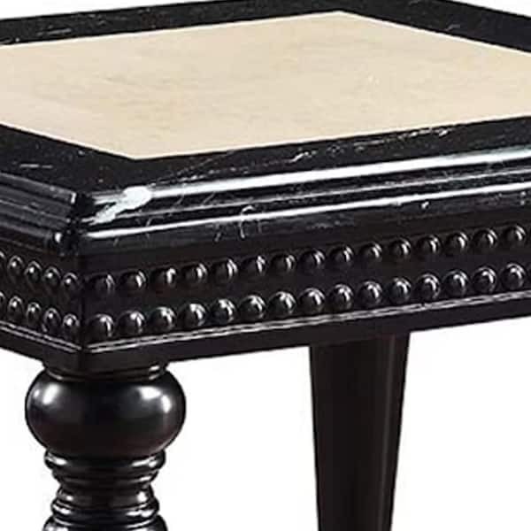 Acme Furniture Tayden 28 in. Marble Top and Black Finish Rectangle 
