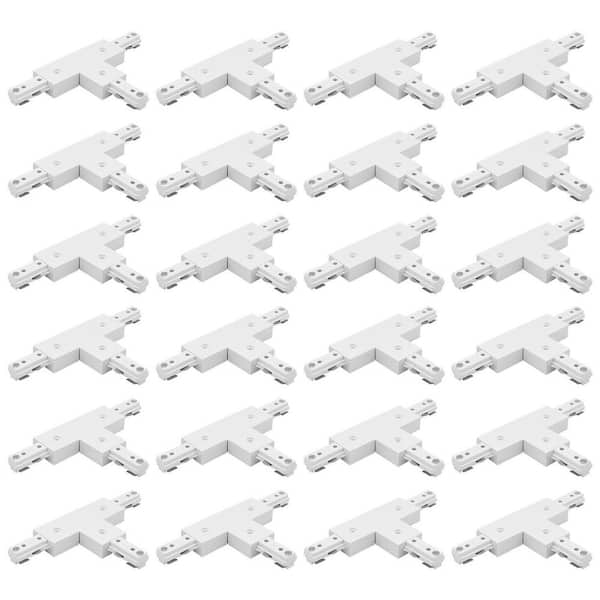 H Track Light T-Connector, H-type 3-Way Connector, Compatible with 120V 3-Wire Single Circuit Power Source White 24 Pack