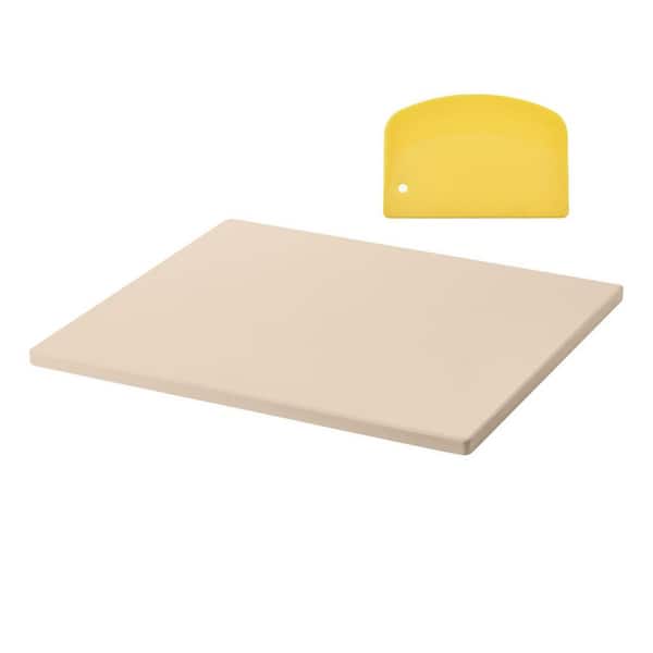 Pizza Stone, 16 x 14 x 0.6 In. Rectangular Cordierite Pizza Stone with Scraper for Kitchen Bake Oven, BBQ Grilling