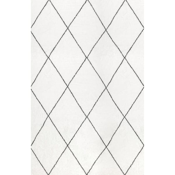 nuLOOM Addy Trellis Machine Washable Shag Ivory 6 ft. x 9 ft. Area Rug