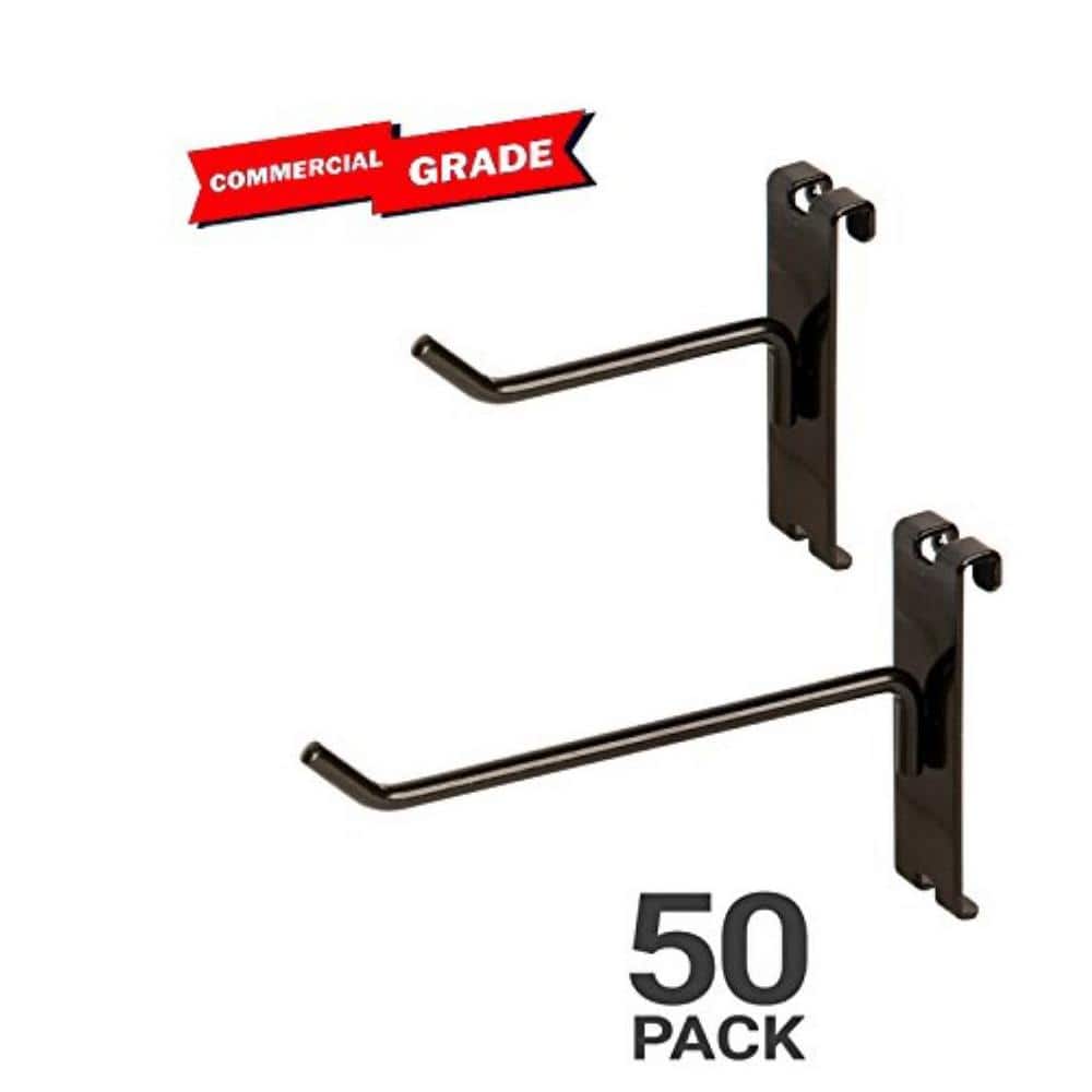 10 Pack Black J-Hook J Shaped Utility Hanger for Slatwall Displays & Slatgrid Panels 