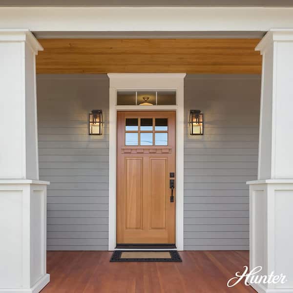 Hunter Aspenbrook 1 Light Matte Bronze Rectangle Hardwired Outdoor Lighting for Foyer / Entry Way