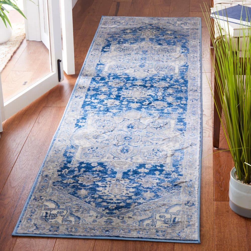 Brentwood 2 ft. x 8 ft. Blue/Gray Border Medallion Runner Rug price history on PriceWatchPro