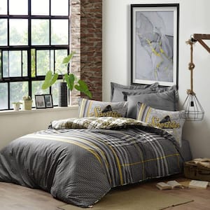 Sports in Gray Duvet Cover Set, Full Size Duvet Cover, 1 Duvet Cover, 1 Fitted Sheet and 2 Pillowcases, Iron Safe