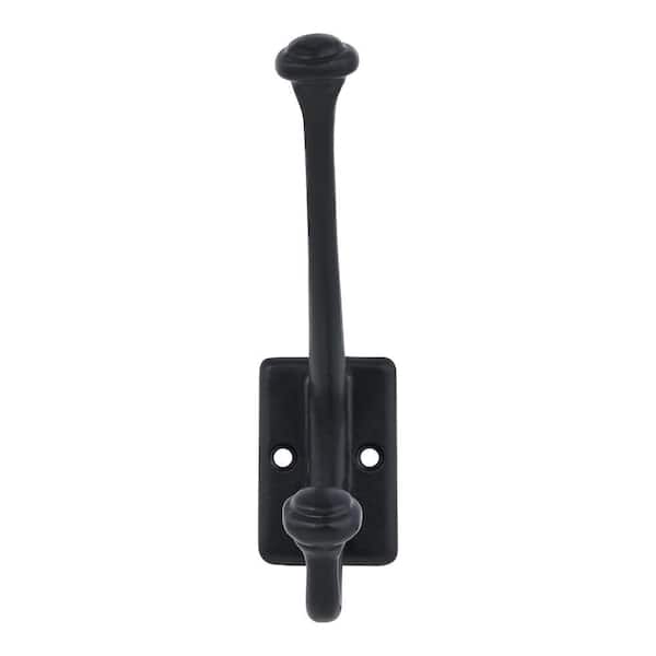 36 Vertical Mounted Wall Hook with Dark Brown Wood and Matte Black Finish – Stratton Home Decor S49454
