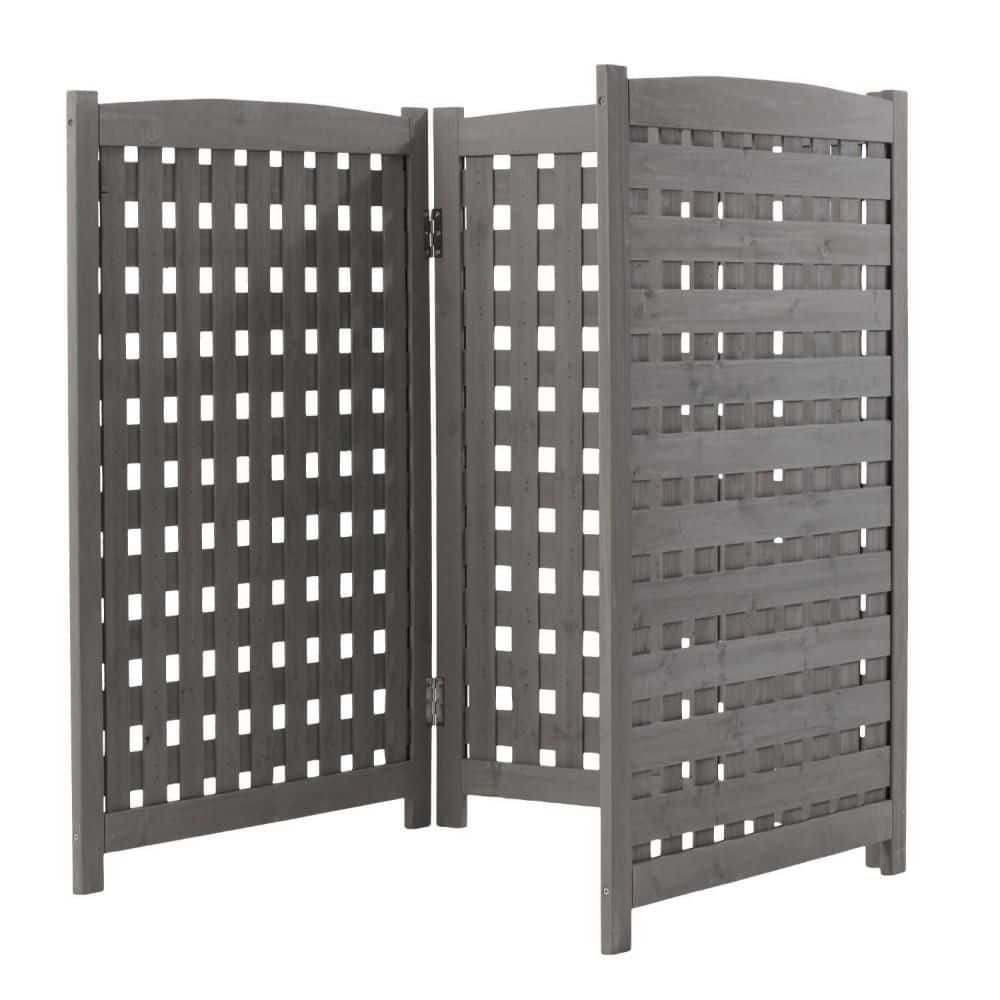 32 in. W x 38 in. H Gray 3-Panel Outdoor Air Conditioner Fence Screen, Outside Wood Privacy Fence price history on PriceWatchPro