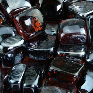 1 in. 10 lbs. Cowboy Brown Fire Glass Cubes for Indoor and Outdoor Fire Pits or Fireplaces