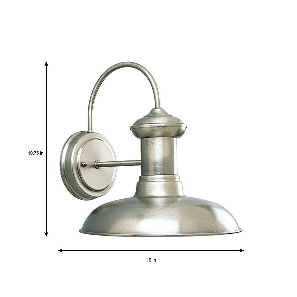 Brookside Vintage-Inspired Antique Nickel Steel Outdoor Wall Lantern