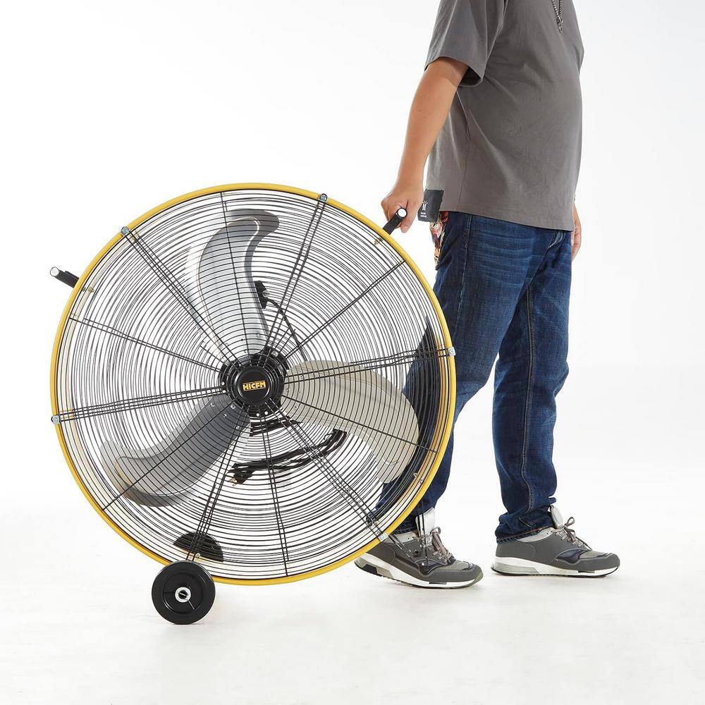 30 Inch Yellow High Velocity Aluminum Drum Floor Fan