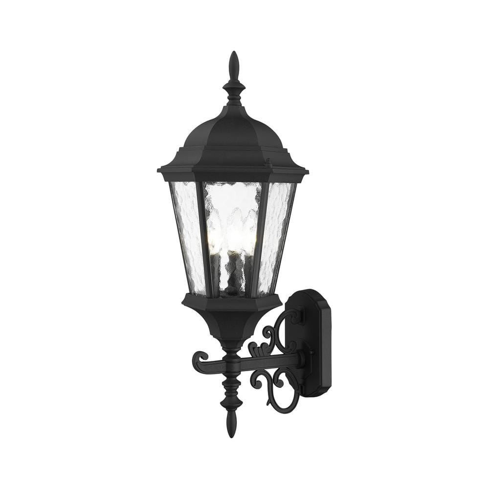 Livex Lighting Hamilton 3 Light Textured Black Outdoor Wall Sconce 75467-14  - The Home Depot