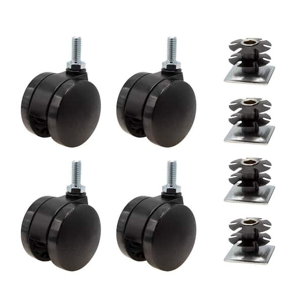 Outwater 2 in. Black Furniture Swivel Caster with 440 lbs. Load Rating for 1-1/4 in. Square, 16 up to 18 gauge tubing (4-Pack)