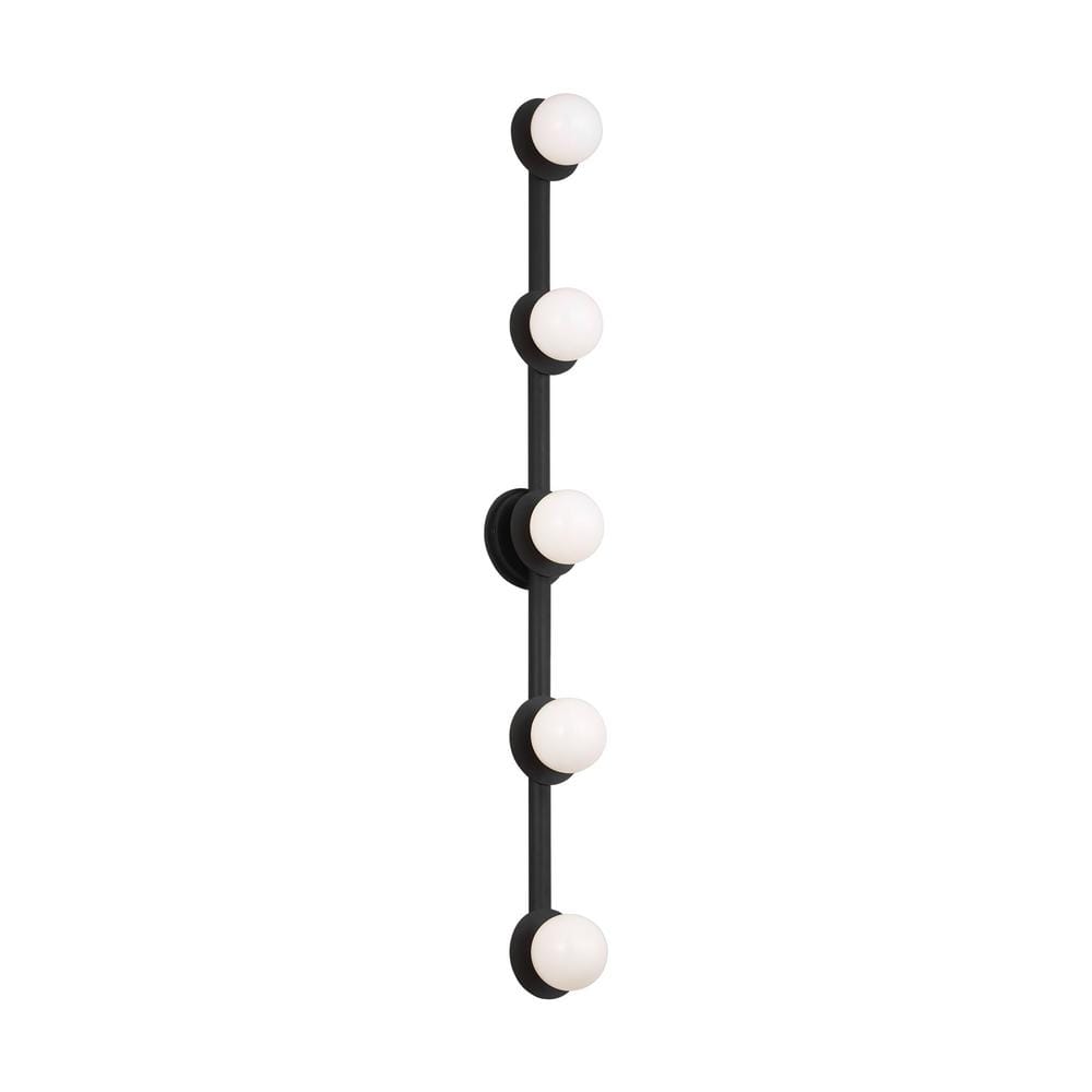 Nodes 56 in. 5-Light Midnight Black Contemporary Vanity Light with Milk Glass Shades price history on PriceWatchPro