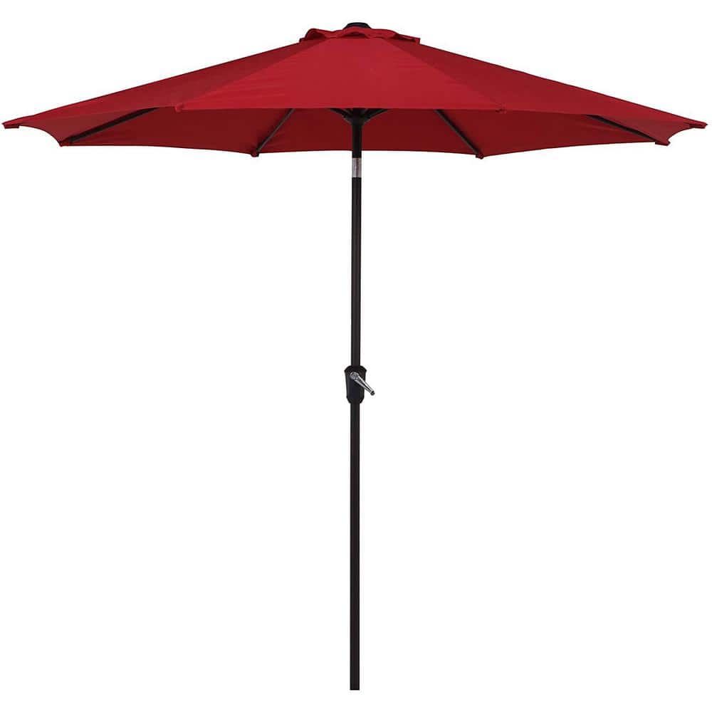 9 ft. Outdoor Patio Tilt Market Enhanced Aluminum Umbrella in Red