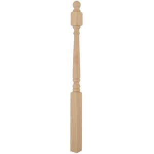 4012 54 in. x 3 in. Unfinished Red Oak Ball Top Newel