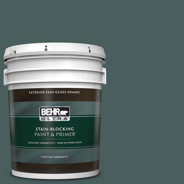 BEHR ULTRA 5 gal. #N430-7 Silken Pine Semi-Gloss Enamel Exterior Paint & Primer
