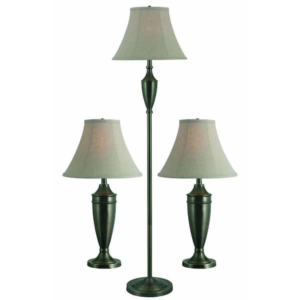 Kenroy Home Hogan Floor and Table Antique Brass 3-Pack Lamp Set
