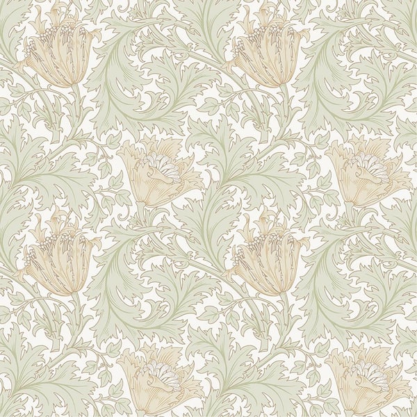 A-Street Prints Green Anemone Floral Trail Non-Pasted Non Woven Wallpaper Sample