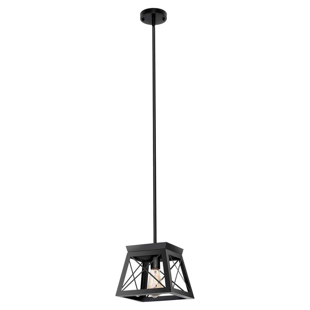 1-Light Matte Black Lantern Pendant Light, Industrial Farmhouse Basket Chandelier for Bedroom and Kitchen price history on PriceWatchPro