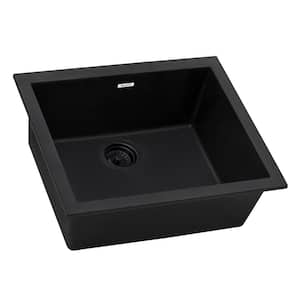 epiGranite 23 x 17 in. Undermount Single Bowl Midnight Black Granite Composite Kitchen Sink