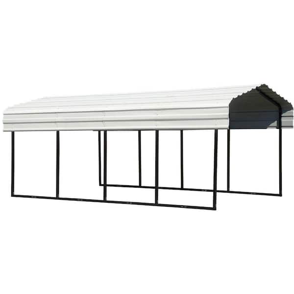 Arrow 10 ft. W x 20 ft. D x 7 ft. H Eggshell Galvanized Steel Carport, Car Canopy and Shelter